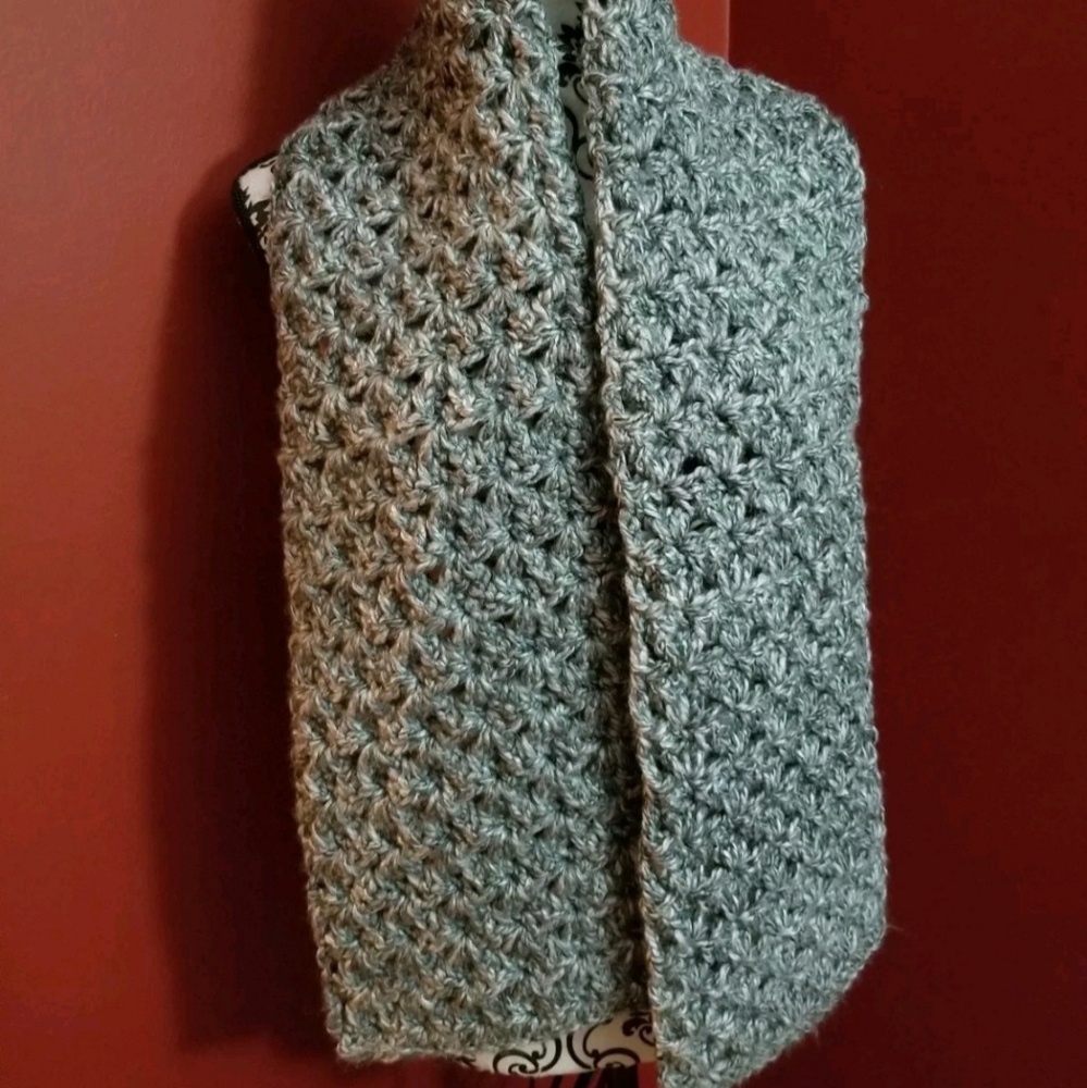 Handmade Crocheted Grey Scarf